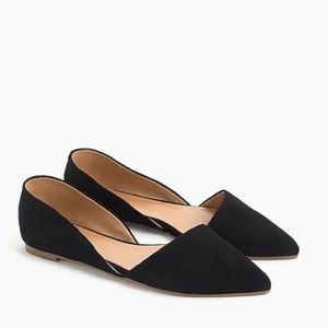 J Crew Factory Black Zoe suede d'Orsay flats Size 5.5